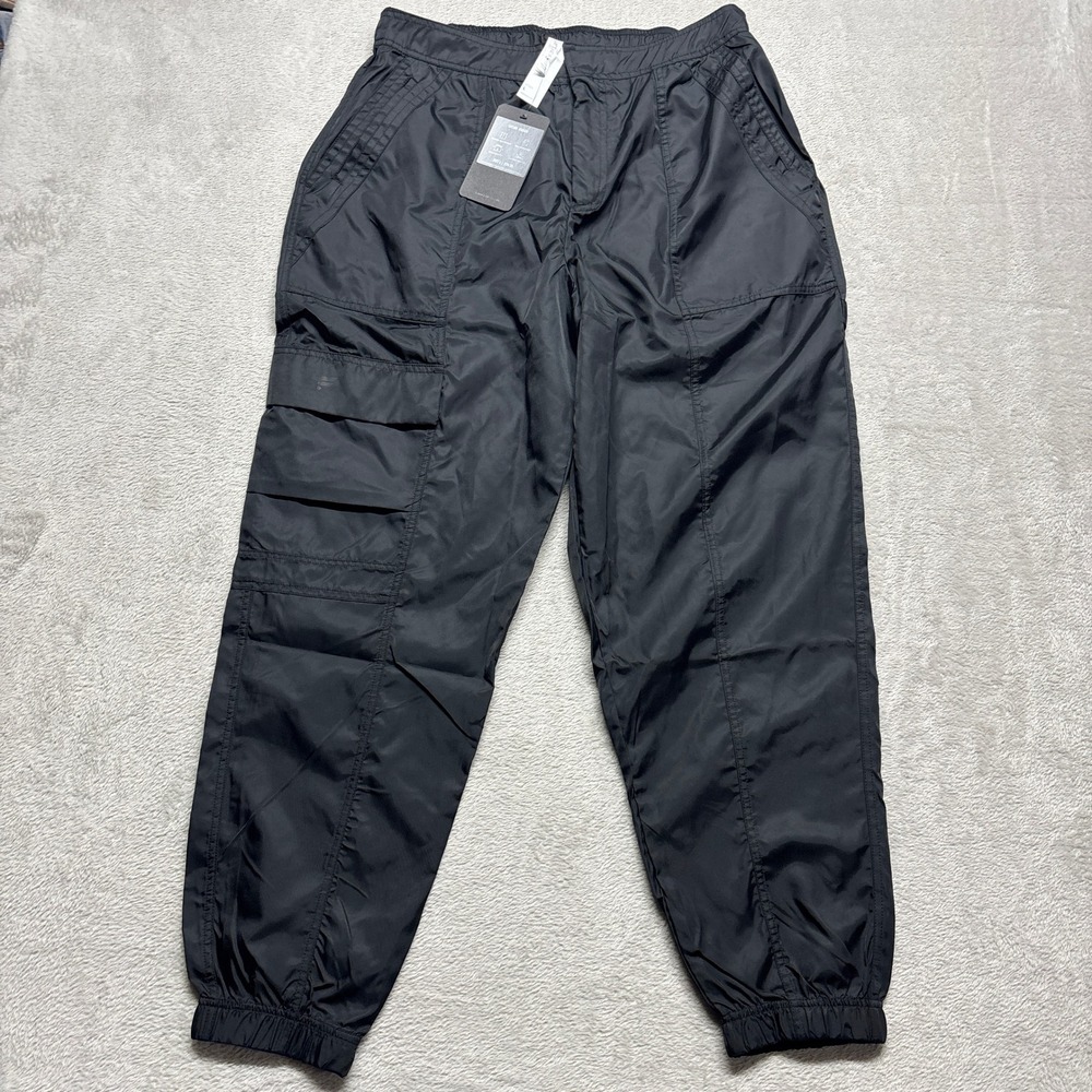 Fabletics Mens L Cargo Jogger Pants Black Relaxed Fit Water Resistant Nylon NWT